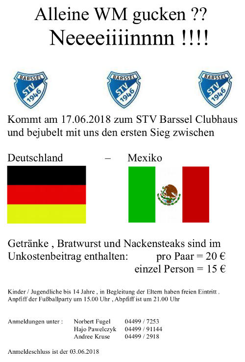 Einladung Fußball gucken Deutschland - Mexiko