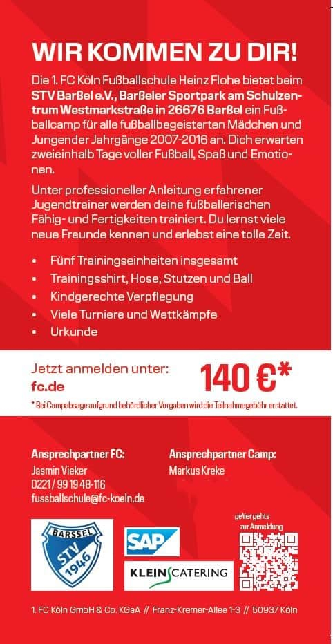 1. FC Köln Fußballschule Heinz Flohe, Flyer 2024