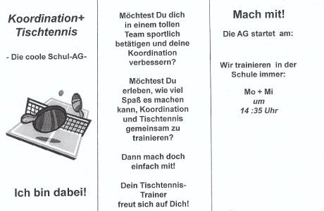 Werbung Schul-AG Koordination + Tischtennis