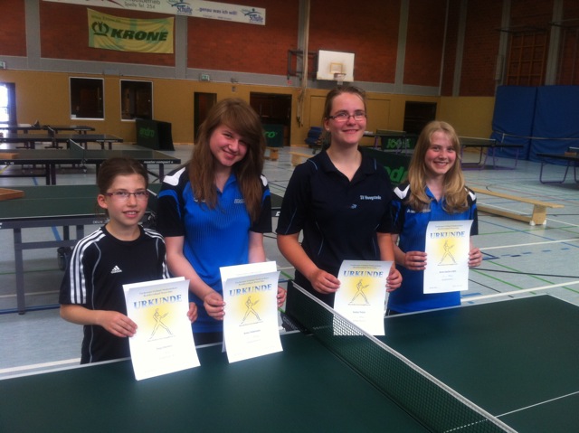 Bezirksvorrangliste 2013 - Die besten Vier im Wettbewerb Schülerinnen A. :: 2. Platz: Anna Siekmann; 4. Platz: Anne-Sophie Lütjes.