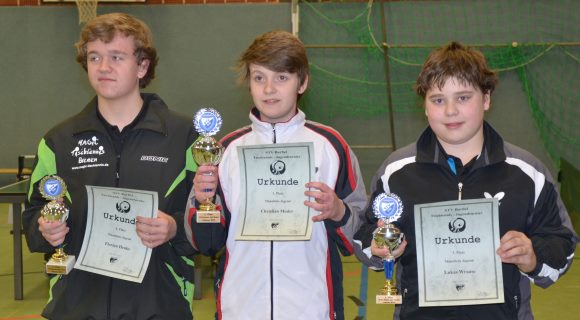 Die Besten bei der Männlichen Jugend - (von links) - Florian Henke, 2. Platz - Christian Mesler, 1. Platz - Lukas Wrasse, 3. Platz.