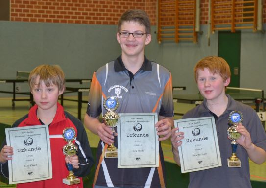 Die Besten bei den Schüler B - (von links) - Rene Clauß, 3. Platz -  Eric Stolle, 1. Platz - Nico Burlager, 2. Platz.